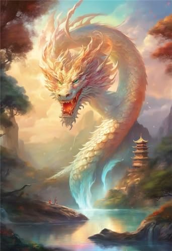 5D Diamond Art Painting Kit,Diamant Painting Bilder Berg Drache Set, DIY Erwachsene Groß Diamant Malerei Strass Stickerei Malerei Painting Set, für Halloween Weihnachten Haus Wanddekor 50x70cm HS-2961 von Yhfunfo