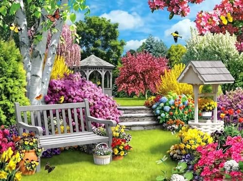 5D Diamond Art Painting Kit,Diamant Painting Bilder Schöner Garten Set,DIY Erwachsene Groß Diamant Malerei Strass Stickerei Malerei Painting Set,für Halloween Weihnachten Haus Wanddekor 20x30cm HS-921 von Yhfunfo