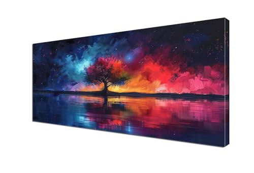Baum Malen nach Zahlen Landschaft Malen Nach Zahlen Erwachsene Groß 100x200 cm Leinwand DIY Handgemalt Ölgemälde Bastelset Erwachsene Mit Pinseln und Acrylfarbe für Room Decor (Ohne Rahmen) Y6-338 von Yhfunfo