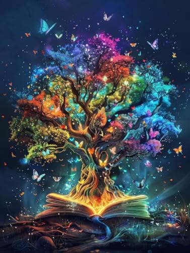 Diamond Painting Baum, 5D Diamond Painting Erwachsene Buch Diamant Painting Bilder mit Diamond Painting Zubehör, DIY Full Diamant Malen nach Zahlen Crystal art Basteln, Deko Wohnzimmer 50x70cm S2-470 von Yhfunfo
