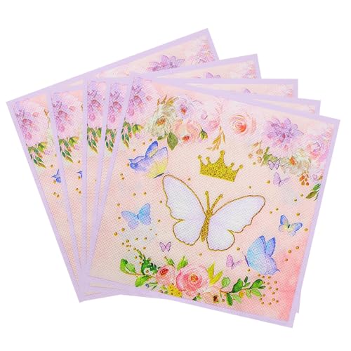 40Stück Rosa Servietten Schmetterling Blume,Servietten Frühling Deko,Servietten Geburtstag Mädchen,33 * 33CM Party Papierserviette für Mädchengeburtstag Party Tischdeko von Yhjxly