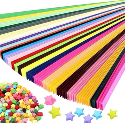 Origami Papier Sterne,540 Streifen Origami Sterne Papierstreifen Package,Kunsthandwerk Sterne Papierstreifen,27 Farben Regenbogenfarbe geeignet für Bastelarbeiten in der Schule von Yhjxly
