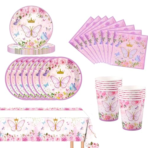 Schmetterling Partygeschirr Set, 41 Stück Schmetterling Deko Geburtstag,Kindergeburtstag Geschirr Set,Schmetterling Geburtstag Deko,Mit Teller Becher Servietten,Party Geschirr für 10 Gäste Schmetterling Partygeschirr Set, 41 Stück Schmetterling Deko Geburtstag,Kindergeburtstag Geschirr Set,Schmetterling Geburtstag Deko,Mit Teller Becher Servietten,Party Geschirr für 10 Gäste von Yhjxly