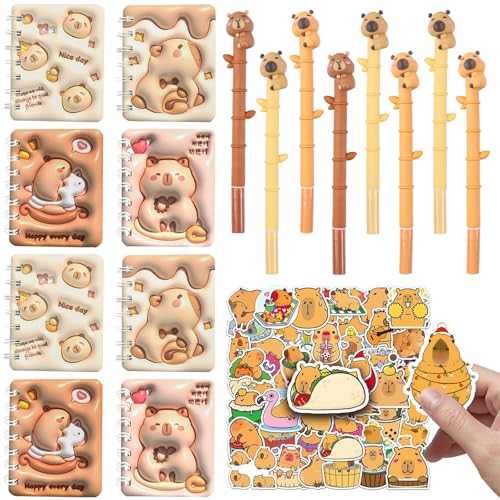 Yhjxly 66 Stück Capybara Schreibwaren Set,Capybara Party Mitgebsel,8 Mini Spirale Notizblock,8 Cartoon Neutraler Stift,50 Capybara Themen Aufkleber,Capybara Schule Bürobedarf,Für Mädchen Jungen Yhjxly 66 Stück Capybara Schreibwaren Set,Capybara Party Mitgebsel,8 Mini Spirale Notizblock,8 Cartoon Neutraler Stift,50 Capybara Themen Aufkleber,Capybara Schule Bürobedarf,Für Mädchen Jungen von Yhjxly