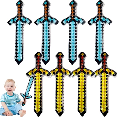 Yhjxly 8PCS Aufblasbare Schwerter Set, Kinder Aufblasbares Pixel Schwert, 63cm Piraten Schwert Spielzeug, Geschenke für Geburtstagsparty Halloween Cosplay Pool Partyzubehör von Yhjxly