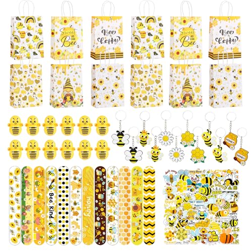 Yhjxly 98 pcs Bienen-Themen-Partygeschenke, Bee Party Favors, Kindergeburtstag Bienen Mitbringsel Enthalten Geschenktüten Bienen-Schlüsselanhänger Armbänder Wobbler Aufkleber für Kinder Yhjxly 98 pcs Bienen-Themen-Partygeschenke, Bee Party Favors, Kindergeburtstag Bienen Mitbringsel Enthalten Geschenktüten Bienen-Schlüsselanhänger Armbänder Wobbler Aufkleber für Kinder von Yhjxly