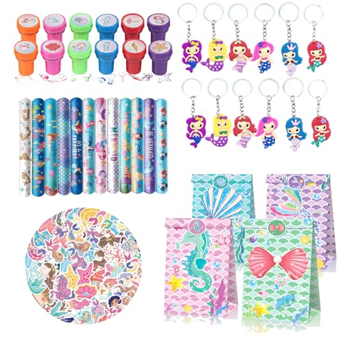 Yhjxly Meerjungfrauen Party Mitgebsel Set,98Pcs Meerjungfrau Party Kindergeburtstag Gastgeschenke, Geschenktasche Armband Schlüsselanhänger Aufkleber Set, für Mädchen Geburtstag Party Supplies Yhjxly Meerjungfrauen Party Mitgebsel Set,98Pcs Meerjungfrau Party Kindergeburtstag Gastgeschenke, Geschenktasche Armband Schlüsselanhänger Aufkleber Set, für Mädchen Geburtstag Party Supplies von Yhjxly