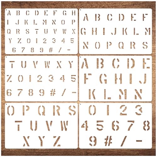 1/2 Zoll 3/4 Zoll 2,5 cm Militär-Buchstaben- und Zahlenschablone wiederverwendbare kleine Malschablonen für Etiketten, Handwerk, Tagebuch, Wandschild, Stoff, Papier, Tür (Buchstabe 6) von Yhliua