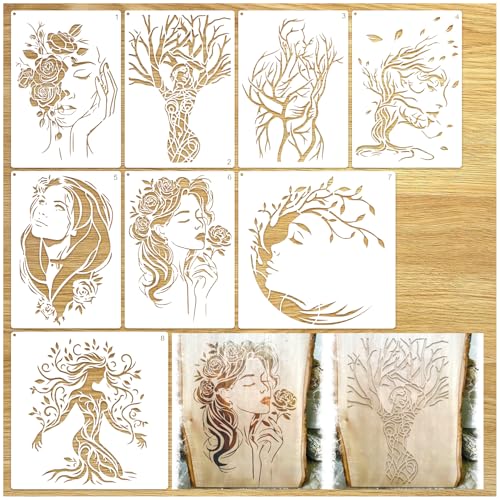 Baumschablonen für Frauen, zum Malen auf Leinwand, Holzwänden, Zweigen, Rose, Blumen, wiederverwendbar, Brennen, Zeichnen, Kunst, Malschablonen zum Basteln, Kartenherstellung, Leinwand, Möbel (tree8) Baumschablonen für Frauen, zum Malen auf Leinwand, Holzwänden, Zweigen, Rose, Blumen, wiederverwendbar, Brennen, Zeichnen, Kunst, Malschablonen zum Basteln, Kartenherstellung, Leinwand, Möbel (tree8) von Yhliua