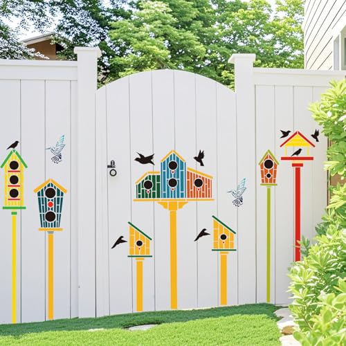 Große Gartenzaun-Schablonen für den Außenbereich, Jumbo-Vogelhaus-Zaun-Schablonen zum Malen auf Holzwänden, Spitzenhandwerk, wiederverwendbar, für Zuhause, Leinwand, Möbelpapier (house 6) von Yhliua
