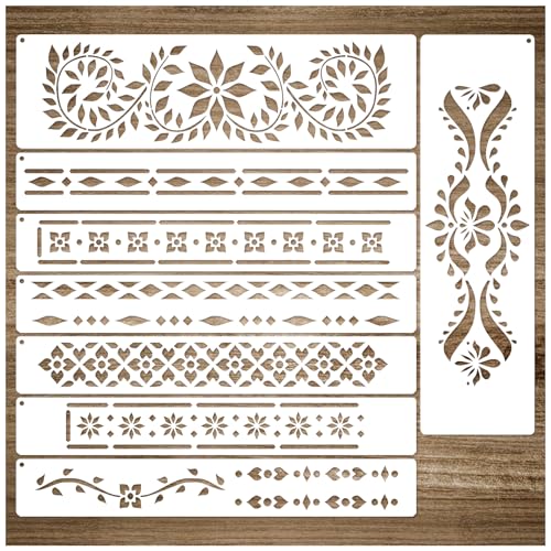 Randschablonen zum Malen auf Holz, Möbelschablone zum Basteln, wiederverwendbare Holzverbrennung, Zeichnen, Kunst, Malschablonen und Muster für Wand, Tisch, Stuhl, Schrank, Leinwandmöbel von Yhliua