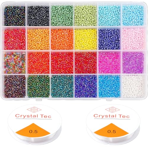 9600 Stück 3mm Glasperlen Zum Auffädeln Set - Kleine Rocailles Bastelperlen Schmuckperlen Bunte Perlen für DIY Armbänder Halsketten Schmuck Basteln von Yholin