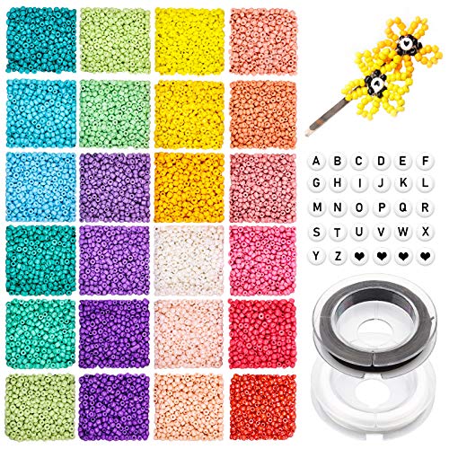 Yholin 2mm Perlen für Armbänder, 7200 Stück Rocailles Perlen zum Auffädeln und 270 Stück Buchstabenperlen, Bunte Perlen Set Mini Glasperlen für Halsketten Ohrringe Schmuckherstellung, DIY Geschenk Yholin 2mm Perlen für Armbänder, 7200 Stück Rocailles Perlen zum Auffädeln und 270 Stück Buchstabenperlen, Bunte Perlen Set Mini Glasperlen für Halsketten Ohrringe Schmuckherstellung, DIY Geschenk von Yholin