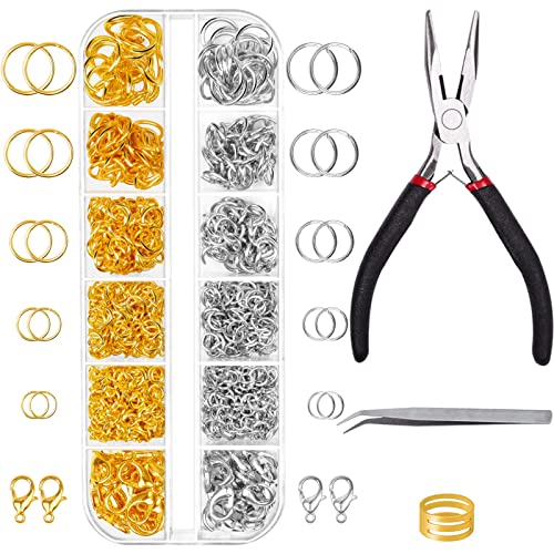 Yholin Biegeringe für Schmuckherstellung und Halsketten Reparaturset, 1200 Stück Kettenverschluss und Spaltringe mit Schmuckzange Pinzette Biegeringe Öffner für DIY Armband Halsketten Ohrringe Yholin Biegeringe für Schmuckherstellung und Halsketten Reparaturset, 1200 Stück Kettenverschluss und Spaltringe mit Schmuckzange Pinzette Biegeringe Öffner für DIY Armband Halsketten Ohrringe von Yholin
