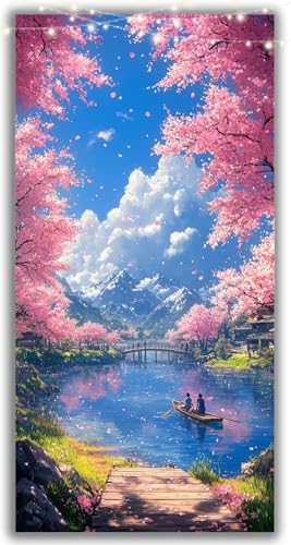 Diamond Painting Erwachsene Boot, Kirschblüten Diamond Painting XXL 60x30CM Basteln Erwachsene Kinder Diamant Malerei Set, DIY Mosaikherstellung,5D Crystal Strass Stickerei Sets Deko Aesthetic Y2-1046 von Yhoonn
