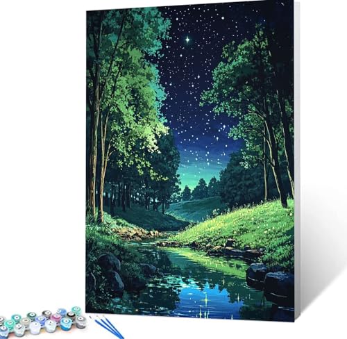 Malen Nach Zahlen Erwachsene Wald, Paint by Numbers Knitterfreie Leinwand Bilder Nacht Malen Nach Zahlen Kinder, DIY Handgemalt Ölgemälde Kreativ Bastelset Erwachsene Wanddeko,Geschenke 40x50cm H5-202 Malen Nach Zahlen Erwachsene Wald, Paint by Numbers Knitterfreie Leinwand Bilder Nacht Malen Nach Zahlen Kinder, DIY Handgemalt Ölgemälde Kreativ Bastelset Erwachsene Wanddeko,Geschenke 40x50cm H5-202 von Yhoonn