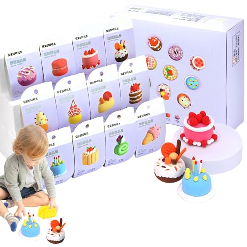 Modelliermasse-Set | Niedliches Modellierset aus Ton mit -/Dessert-/Dinosaurier-Motiven | Leichtes kreatives Kunsthandwerk, 12 Stile, Modellierspielzeug für Kinder Modelliermasse-Set | Niedliches Modellierset aus Ton mit -/Dessert-/Dinosaurier-Motiven | Leichtes kreatives Kunsthandwerk, 12 Stile, Modellierspielzeug für Kinder von Yhsioaklo