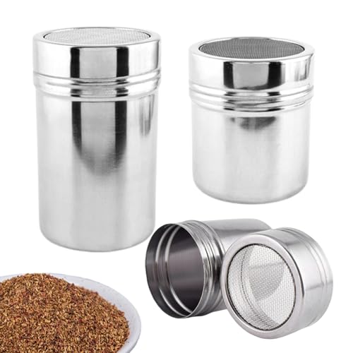Pulver Zuckerschüttler | 3pcs Edelstahl Duster Set zum Backen | Cocoa Coffee Cinnamon Matcha Pulver Sprinkler für das Restaurant Cafe Home Küche Kochen Dekoration von Yhsioaklo