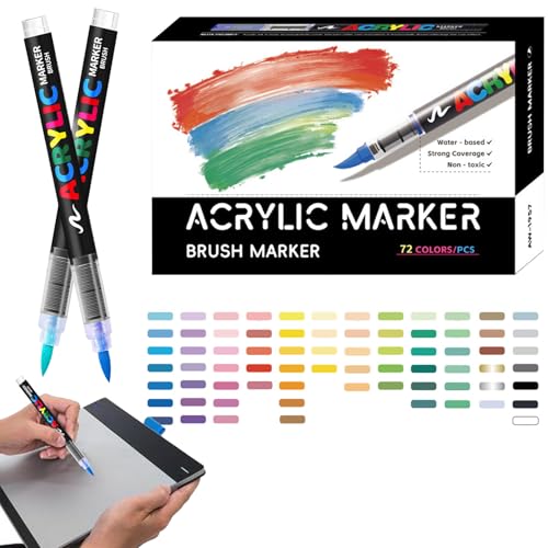 Yhsioaklo Acrylmarker, Kunstmarker Pinselspitze Acrylfarben -Stifte Set - - -Marker Mit Pinsel & Feiner Für Gestein, Holz, Keramik, Stoff, Leinwand, Plastik - Wasserdichte Kunst & Handwerksv Yhsioaklo Acrylmarker, Kunstmarker Pinselspitze Acrylfarben -Stifte Set - - -Marker Mit Pinsel & Feiner Für Gestein, Holz, Keramik, Stoff, Leinwand, Plastik - Wasserdichte Kunst & Handwerksv von Yhsioaklo
