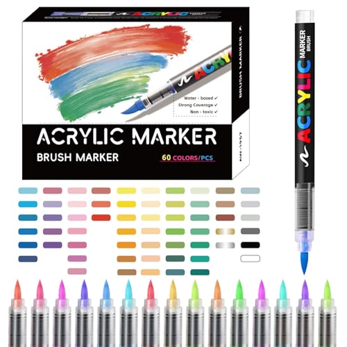 Yhsioaklo Acrylmarker, Kunstmarker Pinselspitze Acrylfarben -Stifte Set - - -Marker Mit Pinsel & Feiner Für Gestein, Holz, Keramik, Stoff, Leinwand, Plastik - Wasserdichte Kunst & Handwerksv Yhsioaklo Acrylmarker, Kunstmarker Pinselspitze Acrylfarben -Stifte Set - - -Marker Mit Pinsel & Feiner Für Gestein, Holz, Keramik, Stoff, Leinwand, Plastik - Wasserdichte Kunst & Handwerksv von Yhsioaklo