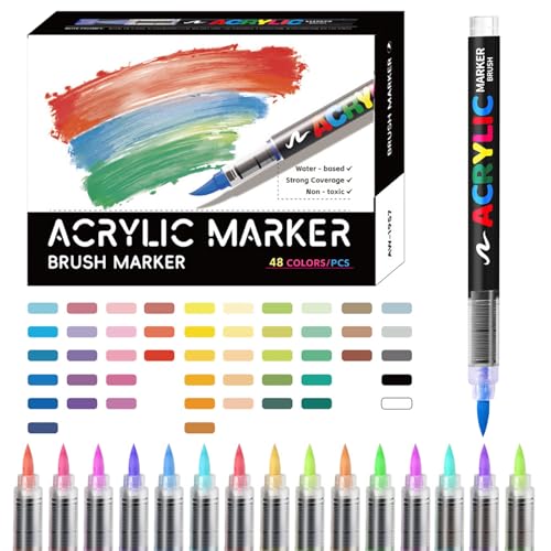 Yhsioaklo Acrylmarker, Kunstmarker Pinselspitze Acrylfarben -Stifte Set - - -Marker Mit Pinsel & Feiner Für Gestein, Holz, Keramik, Stoff, Leinwand, Plastik - Wasserdichte Kunst & Handwerksv Yhsioaklo Acrylmarker, Kunstmarker Pinselspitze Acrylfarben -Stifte Set - - -Marker Mit Pinsel & Feiner Für Gestein, Holz, Keramik, Stoff, Leinwand, Plastik - Wasserdichte Kunst & Handwerksv von Yhsioaklo