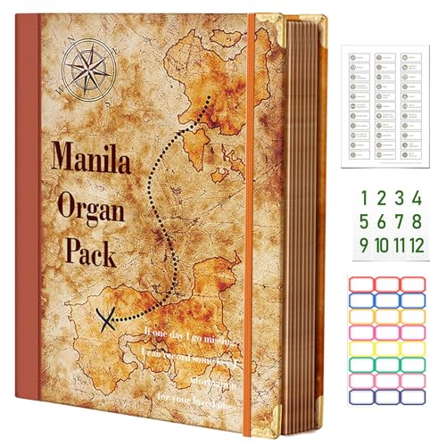Yhsioaklo Beschriftete erweiterbare Taschen,Life Binder Organizer Kit für Dokumente,Beschriftetes Folio-Aufbewahrungsset | Familien-Ordner für wichtige Dokumente für Karten, Pässe, Briefe, Papiere von Yhsioaklo