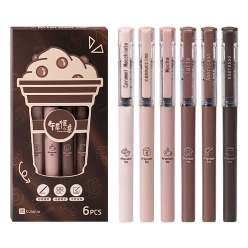 Yhsioaklo Kaffeestifte, 6 Stück, flüssige, schnell trocknende Filzstifte, tragbares Kugelschreiber-Set, ästhetisches Schreibwarenzubehör für Zuhause, Studio, Schule von Yhsioaklo