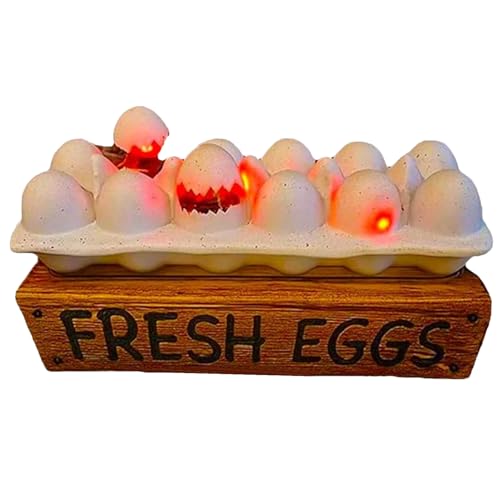 Yhsioaklo Mimosa Halloween Eggablett | Zombie -LED -Küken rustikale Dekoration | Luminöse diabolische Eier für festen Küchenfirma Tisch auf Tischzentrum Zentrum erschreckende Atmosphäre von Yhsioaklo