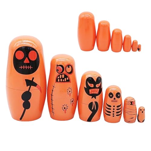Yhsioaklo Steckpuppen Für Kleinkinder - Holzpuppen Sechs Teile Figurenset | Halloween Deko Für Kinder Familie Geburtstagsfeier von Yhsioaklo