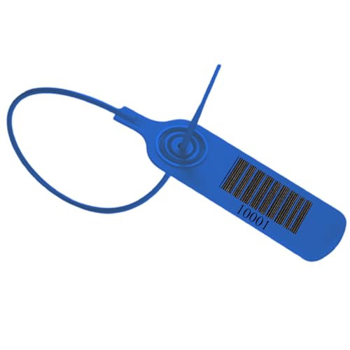 100 Stück Plomben Plomben Kunststoff, Durchziehplomben, Plombe, Blombe, Blombenset zum Verschließen von Erste-Hilfe Produkten, Barcode + verschiedene Nummern (Blau) von Yhuasia