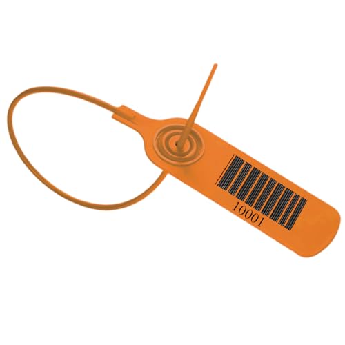 100 Stück Plomben Plomben Kunststoff, Durchziehplomben, Plombe, Blombe, Blombenset zum Verschließen von Erste-Hilfe Produkten, Barcode + verschiedene Nummern (Orange) von Yhuasia