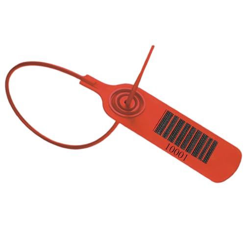 100 Stück Plomben Plomben Kunststoff, Durchziehplomben, Plombe, Blombe, Blombenset zum Verschließen von Erste-Hilfe Produkten, Barcode + verschiedene Nummern (Rot) von Yhuasia