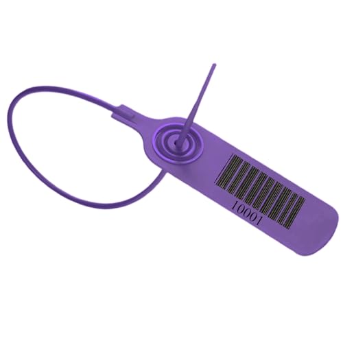 100 Stück Plomben Plomben Kunststoff, Durchziehplomben, Plombe, Blombe, Blombenset zum Verschließen von Erste-Hilfe Produkten, Barcode + verschiedene Nummern (Violett) von Yhuasia