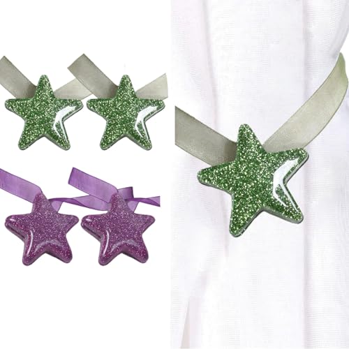 4 Stück Magnet Vorhangschnalle, Vorhang Raffhalter Gardinen, Stern Magnet Vorhang Clips, Gardinen Raffhalter, Gardine Raffhalter Clips, für Indoor Bürofenster Vorhanghalterung Dekoration(Grün,Violett) 4 Stück Magnet Vorhangschnalle, Vorhang Raffhalter Gardinen, Stern Magnet Vorhang Clips, Gardinen Raffhalter, Gardine Raffhalter Clips, für Indoor Bürofenster Vorhanghalterung Dekoration(Grün,Violett) von Yhuasia
