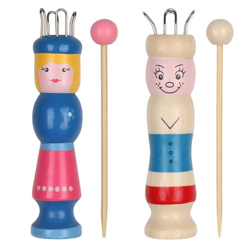 Yhuasia 2 Stück Strickliesel, Strickliesel für Kinder, Webrahmen Für Kinder, Strickliesel Mit Häkelnadel Strickpüppchen Holz Stricknadeln Bastelset (Modell B) von Yhuasia