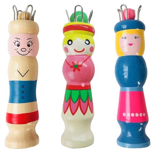 Yhuasia 3 Stück Strickliesel, Strickliesel für Kinder, Webrahmen Für Kinder, Strickliesel Mit Häkelnadel Strickpüppchen Holz Stricknadeln Bastelset (Modell D) von Yhuasia