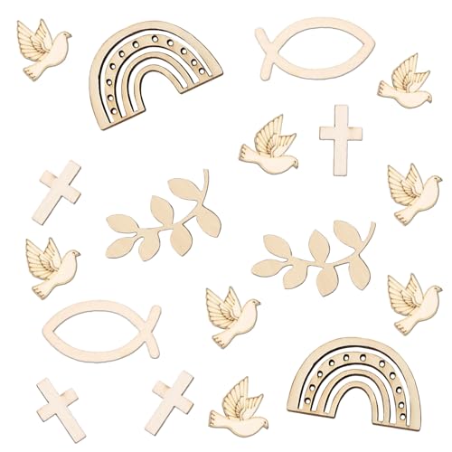 90 stk Taufe Deko Konfetti Boho aus Holz Tischdeko Taufe Babyparty Konfirmation Kommunion Deko Regenbogen für Junge Mädchen von Yi'antai