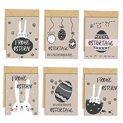 12er Osterkarten Set, Postkarten zu Ostern mit Umschlag, Schön Grußkarten Klappkarten, 6 unterschiedliche Motive je 2 Stück 12er Osterkarten Set, Postkarten zu Ostern mit Umschlag, Schön Grußkarten Klappkarten, 6 unterschiedliche Motive je 2 Stück von Yi'antai