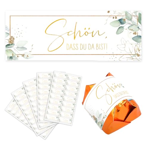 90 Schön dass du da bist Sticker Schokolade Aufkleber, Pralinenaufkleber, Gastgeschenk zur Hochzeit Geburtstag Mini Schokoladen von Yi'antai