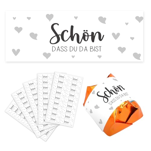 90 Schön dass du da bist Sticker Schokolade Aufkleber, Pralinenaufkleber, Gastgeschenk zur Hochzeit Geburtstag Mini Schokoladen von Yi'antai