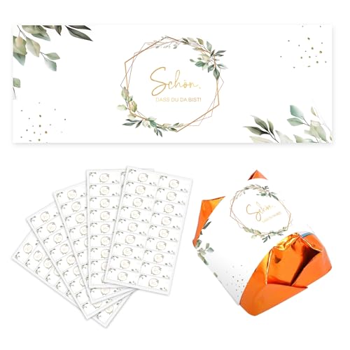 90 Schön dass du da bist Sticker Schokolade Aufkleber, Pralinenaufkleber, Gastgeschenk zur Hochzeit Geburtstag Mini Schokoladen 90 Schön dass du da bist Sticker Schokolade Aufkleber, Pralinenaufkleber, Gastgeschenk zur Hochzeit Geburtstag Mini Schokoladen von Yi'antai