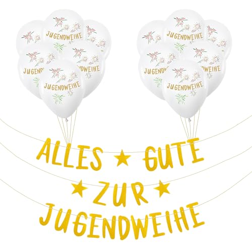 Jugendweihe Deko Set, Jugendweihe Luftballons Weiße Endlich Erwachsen Alles Gute zur Jugendweihe Girlande für Junge Mädchen Jugendweihe Deko Party, Raumdekoration Jugendweihe Deko Set, Jugendweihe Luftballons Weiße Endlich Erwachsen Alles Gute zur Jugendweihe Girlande für Junge Mädchen Jugendweihe Deko Party, Raumdekoration von Yi'antai