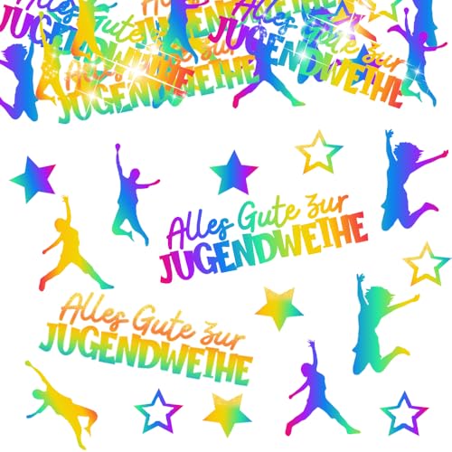 Jugendweihe Deko Konfetti Regenbogen 200 Stück Jugendweihe 2025 Tischdeko Regenbogen Endlich Erwachsen Tischdeko Jugendweihe Geschenk für Junge Mädchen Teenager Regenbogen von Yi'antai