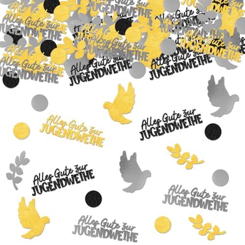 Jugendweihe Deko Konfetti 200 Stück Jugendweihe 2025 Tischdeko Schwarz Gold Endlich Erwachsen Tischdeko Jugendweihe Geschenk für Junge Mädchen Teenager Schwarz Gold von Yi'antai