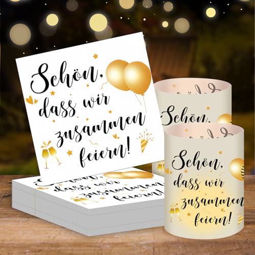 Servietten Geburtstag 30 Stück Servietten, Schön, Dass Wir Zusammen Feiern/Champagner, 8 Windlicht Tischdeko Zusammen, Servietten Geburtstag Hochzeitsdeko Taufe Babyparty von Yi'antai