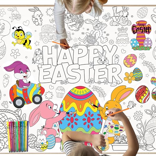 Ostern Ausmaltischdecke Kinder, Ostertischdecke Kinder, Kids Ostern Papier Tischdecke, Ostern Basteln Malen Graffiti, Ostergeschenk Kindergeburtstag Deko von Yi'antai