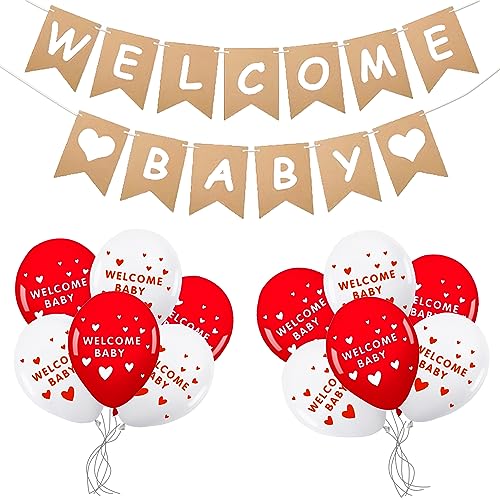 Welcome Baby Banner Ballon, Willkommen Zuhause Girlande Luftballons Willkommen Deko, Welcome Home Deko Willkommen Home Girlande mit 5M Wimpel von Yi'antai