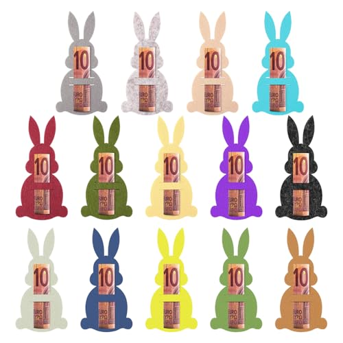 Yi'antai 14 Stück Ostern Geldgeschenke Set, Osterhasen Filzdekorationen, Geldgeschenk Verpackung Ostern Geldgeschenk Filz Lustige Osterdekoration Ostern Geschenk von Yi'antai