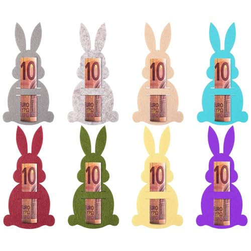Yi'antai 8 Stück Ostern Geldgeschenke Set, Osterhasen Filzdekorationen, Geldgeschenk Verpackung Ostern Geldgeschenk Filz Lustige Osterdekoration Ostern Geschenk (8 Stück) von Yi'antai