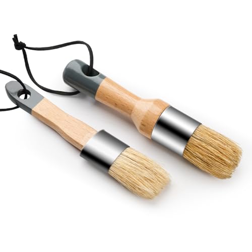 YiBaiBrush Kreidepinsel, 2 Stück, Wachspinsel und Kreidefarbe für Möbel, DIY, Kunst, Handwerk, Naturborsten, rund, oval, Pinsel für alle Malereien und Wachsen YiBaiBrush Kreidepinsel, 2 Stück, Wachspinsel und Kreidefarbe für Möbel, DIY, Kunst, Handwerk, Naturborsten, rund, oval, Pinsel für alle Malereien und Wachsen von YiBaiBrush